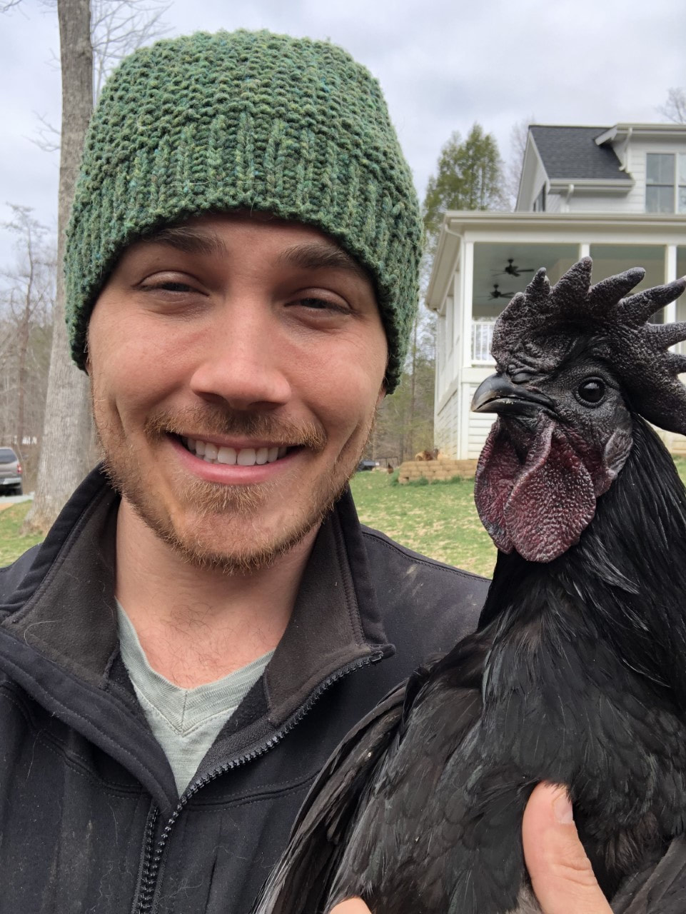 Beau Evan With Ayam Cemani Rooster